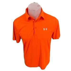 Under Armour Medium Men Pullover Polo T-shirt Orange Fitness Short Sleeve #7